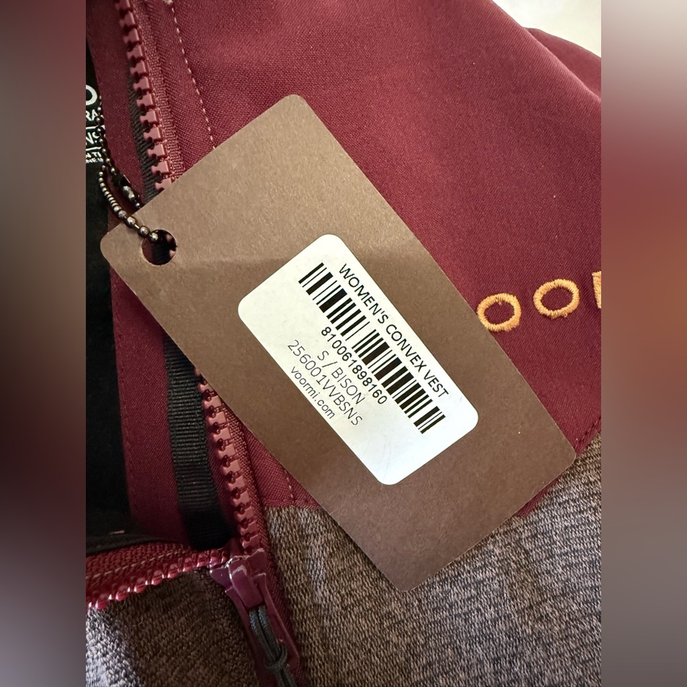 Voormi | Women’s S | Maroon Bison Convex Vest Wool Full Zip Hiking Outdoor | NWT - Picture 6 of 9
